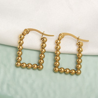 Boucles d'oreilles Huggie géométriques plaquées or 18 carats de haute qualité, bijoux en acier inoxydable brillant inaltérable, clous d'oreilles pour femmes