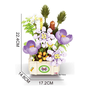 Blocchi di Costruzione in Plastica ABS Fai-da-Te, <span class=keywords><strong>Puzzle</strong></span> 3D, Kit Giocattolo Modello Fiore, Regalo di San Valentino, Fiore Eterno Immortale in Vaso - Product Image 1