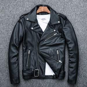 Chaqueta de cuero para hombre de alta resistencia, estilo urbano, con diseño de corazón y huesos en patchwork, de piel de vacuno, tipo bomber con ribetes acanalados - Product Image 1