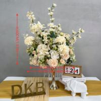 Boule de fleurs artificielles sur mesure, blanche, en soie, pour décoration de table de mariage, sphère de fleurs de cerisier