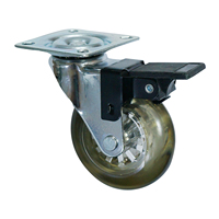 Roue pivotante en gel de 3 pouces (75 mm) transparente pour meubles avec plaque / frein