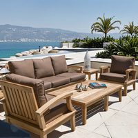 Ensemble de canapés de jardin en teck d'hôtel personnalisable de luxe Mobilier d'extérieur en bois robuste pour villa, ferme et cour de villégiature