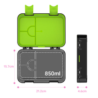 Boîte Bento en Plastique Grande et Mignonne avec Compartiments, Sans BPA, Chauffable, Couvercle Pliable, Contenant Alimentaire pour Transporter les Déjeuners - Vente en Gros