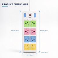 Farbcodiertes Design Multifunktionale 8-fach Australische Steckdosenleiste mit Schaltern und USB-Anschlüssen Verlängerungssteckdose für den Täglichen Gebrauch