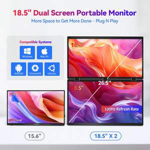 Moniteur portable double empilable de 18,5 pouces pour ordinateur portable, 100 Hz, 1080p, écran pliable, extension d'écran réglable, moniteur double empilable pliable - Product Image 2