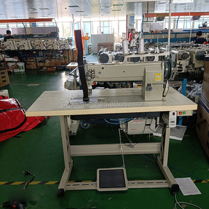 Máquina de coser industrial de brazo largo con doble aguja, puntada de seguridad, pie móvil y base plana, de alta resistencia, nueva, al por mayor, de hierro. - Product Image 3