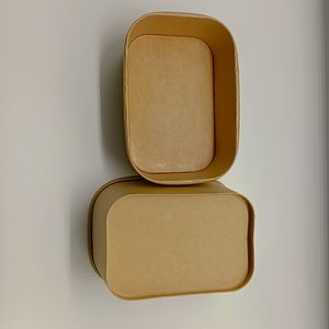 Couvercles rectangulaires jetables en papier biodégradable de qualité alimentaire, résistants aux fuites et à la graisse, en papier kraft, vente en gros pour salades rapides - Product Image 5