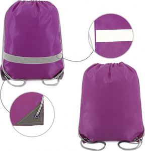 Mochila con Cordón Ajustable y Banda Reflectante, Bolsa Simple con Cordón de Cierre - Product Image 6
