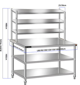 Plan de travail en acier inoxydable 201/304 pour <span class=keywords><strong>cuisine</strong></span> commerciale, hôtels, restaurants - Table de travail givrée, fournitures de <span class=keywords><strong>cuisine</strong></span> - Product Image 4