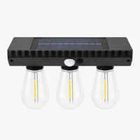 Petite lampe solaire à triple ampoule Edison avec capteur de lumière, étanche, pour véranda, patio, jardin, entrée, cour, décoration LED chaude