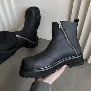 XINZI RAIN Bottes courtes unisexes à plateforme haute <span class=keywords><strong>Chelsea</strong></span> Noir Cuir fendu Fond épais Hauteur Augmenter Femmes Hommes <span class=keywords><strong>Bottines</strong></span> - Product Image 5