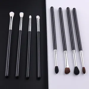 IPRESTA — ensemble de pinceaux de maquillage pour fard à paupières, 8 pièces, poignée noire en argent, sans cruauté envers les animaux, maquillage