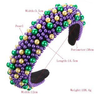 Diademas con cuentas de perlas de esponja <span class=keywords><strong>barrocas</strong></span> recién llegadas al por mayor para <span class=keywords><strong>mujer</strong></span> Diadema con cuentas de perlas púrpura verde amarillo - Product Image 3