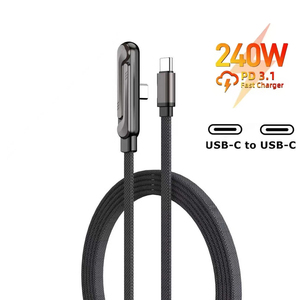 Câble <span class=keywords><strong>de</strong></span> charge rapide USB-C 2-en-<span class=keywords><strong>1</strong></span> 240W avec transfert <span class=keywords><strong>de</strong></span> <span class=keywords><strong>données</strong></span>, support <span class=keywords><strong>de</strong></span> bureau pliable, conducteur en cuivre pur, TPE pour téléphone portable - Product Image 1