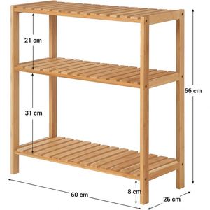 Étagère de rangement multifonctionnelle moderne à 3 niveaux en bambou pour le salon, la cuisine ou la salle de bain, rangement pour serviettes - Product Image 6