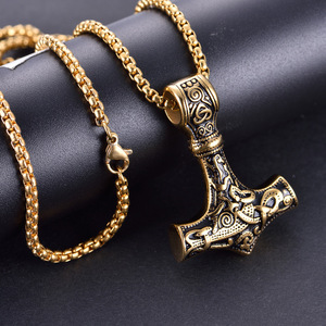 Collar con colgante de acero inoxidable para hombre, joyería vikinga de doble cara, estilo Hip Hop, <span class=keywords><strong>Tomahawk</strong></span> - Product Image 3
