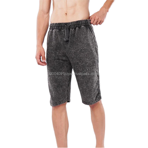 Shorts Homme Personnalisés Vintage Sportifs Effet Délavé à l'Acide Taille Élastique Séchage Rapide Coton Respirant Teinture Solaire Motif Uni Impression en Relief - Product Image 3