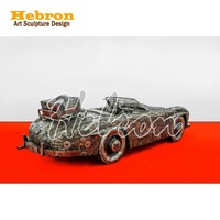 Sculpture de véhicule en acier inoxydable miroir grandeur nature, personnalisée en usine, modèle 3D de voiture et moto, artisanat d'extérieur tendance
