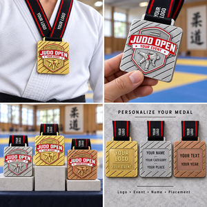 Medalla de Judo Personalizada, Oro, Plata, Bronce, Grabado Personalizado, Aleación de Zinc, Premio para Eventos Deportivos, Torneos, Fabricación de Medallas OEM ODM - Product Image 3