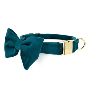 Collar de tela de terciopelo de lujo para mascotas, Collar con lazo ajustable de perro, conjunto de Collar y correa para perros, accesorios para mascotas con lazo de marinero - Product Image 6