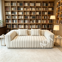 Vakuumkomprimiertes 3-Sitzer-Sofa Gestreifter Stoff Modulares Faulsofa Modernes Wohnzimmer Polstersofa