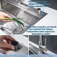 Évier de cuisine Maite en acier inoxydable 304, finition chromée, fait main, installation sur comptoir, cuve unique avec égouttoir et planche en bambou intégrée