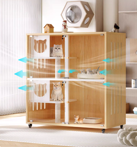 <span class=keywords><strong>Cage</strong></span> à chat panoramique pour la maison, armoire à chat mobile à plusieurs niveaux avec roulettes, <span class=keywords><strong>cage</strong></span> à chat transparente avec griffoir - Product Image 3