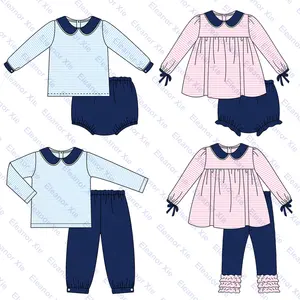 Boutique fall knit cotton kids girl dress leggings set baby girls bloomer set toddler child boys pants clothing sets