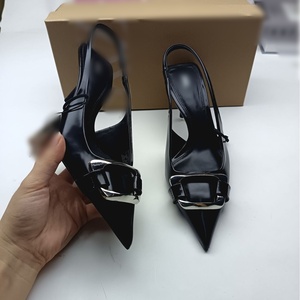 QuiteS 2025 Nuove Scarpe da Donna Nere con Tacco a Spillo, <span class=keywords><strong>Cinturino</strong></span> Posteriore e Fibbia Quadrata Decorativa per Uso Quotidiano - Product Image 5