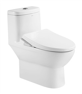 WC intelligent Arrow à commande à distance, moderne, rond, monobloc, en céramique, avec réservoir encastré, couvercle de siège intelligent, pour salle de bain, garantie de 2 ans - Product Image 1