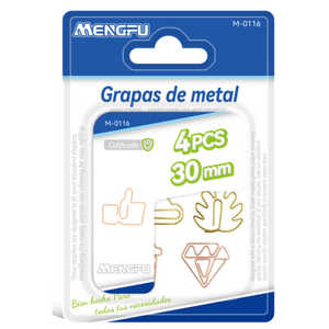 Set Creativo di 4 Graffette Metalliche da 30mm con Design Multipli, Materiale Magnetico in Acciaio per Uso in Ufficio e Scuola, Marca Mengfu Modello M-0116 - Product Image 1