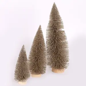 Мини-Дерево сизаля, искусственные маленькие рождественские елки, щетка для бутылок, настольное дерево из коричневого дерева, поделки для Рождественского украшения