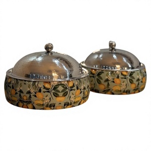 <b>Sticker</b> Meena Design Hotpot Set of Two Luxury New Handmade Casserole Royal Dinning Hot Selling Wooden Food Warmer - Product Image 1