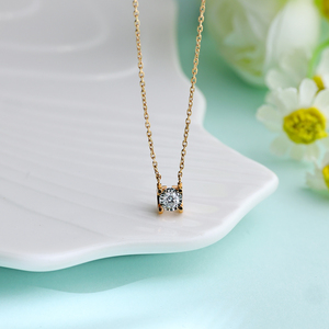 Hand Made Luxury 18K <b>Solid</b> Gold Pendant <b>Necklace</b> Customizable Single Natural Diamond Jewelry Link Chain Daily Wear - Product Image 3