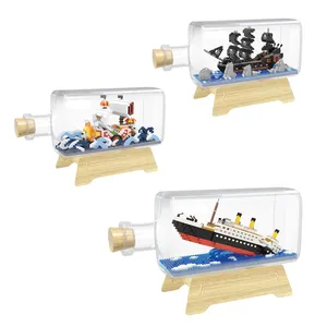 Micro mini bloques de construcción de la Perla Negra del Caribe para niños, juguetes creativos, modelo de barco, Titanic, rayo solar, diy