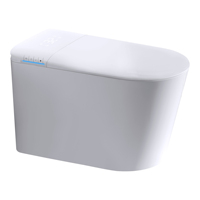 WC monobloc allongé en céramique moderne ST12 avec chasse d'eau à capteur au pied et télécommande incluse