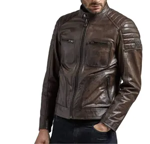 Hombres 2020 de cuero de piel de vaca de moda chaqueta de doble tono estilo antiguo personalizado de alta calidad de lujo 2021 nuevos hombres de cuero italiano de abrigo
