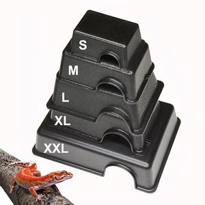 Boîte de cachette pour reptiles en résine, grotte de cachette rectangulaire, <span class=keywords><strong>habitat</strong></span> pour tortues, plateforme de bain de soleil, petit animal, serpent, écologique, toutes saisons - Product Image 5