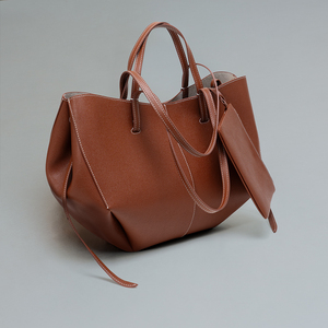 Bolso Tote de Cuero Genuino Color Marrón Caramelo, Gran Capacidad, Bolso de Mano para Mujer para el Uso Diario con Bolsa Desmontable - Product Image 1