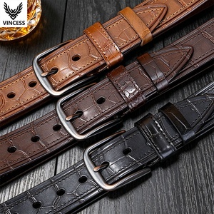 VINCESS Cintura in Pelle di Lusso per <span class=keywords><strong>Uomo</strong></span>, Produttore di Cinture in Pelle di Vacchetta Fatte a Mano con Logo Personalizzato per Lavoro e Abbigliamento Business - Product Image 5