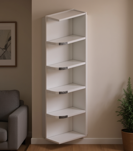 Mensola da Parete Sunique 33x15x85cm, Scaffale a Cinque Ripiani Regolabile, Design Minimalista per Soggiorno, Materiale Plastico PP - Product Image 2