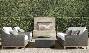 Ensemble de meubles de jardin en rotin de luxe moderne pour toutes les saisons, adapté aux hôtels, aux plages et aux piscines, en bois massif, imperméable, en teck - Product Image 6