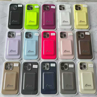 Coques de téléphone magnétiques BAILI Factory Simple Macaron, respectueuses de la peau, avec support de carte, compatibles avec la charge sans fil, en silicone, avec emballage boîte.
