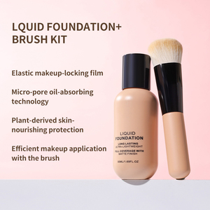 Set de Maquillaje con Base Líquida Mate y Brocha, Base Ligera y Transpirable con Control de Grasa, 12 Tonos de Piel, Kit Cosmético - Product Image 4