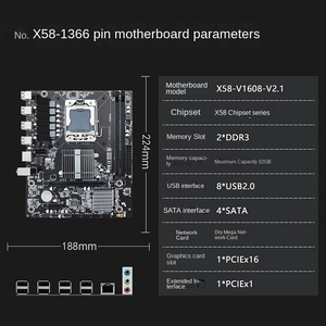 New X58 M-ATX Máy tính để bàn Bo mạch chủ lag-1366 pin hỗ trợ DDR3 Bộ nhớ USB 2.0 cổng và điện năng thấp X5650 CPU - Product Image 4