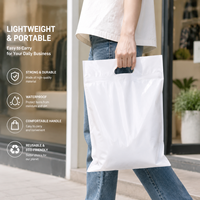 Sacs en plastique écologiques découpés à la forme avec poignée, personnalisables avec logo imprimé, imperméables et résistants, pour le commerce de détail, les vêtements et les cadeaux.