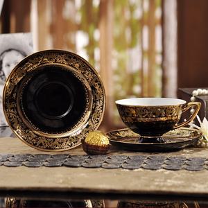 Wholesale Western Black Luxury Ceramic Cups Gilding Home Decor Living Room Porcelain <b>Coffee</b> and <b>Tea</b> <b>Sets</b> - Product Image 5