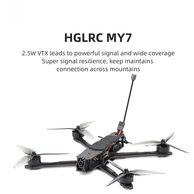 HGLRC MY7 7 Inch Long Range FPV Drone BNF with 2810 1350KV Motor 2.5W VTX 5.8G for RC Long Range Freestyle Drone