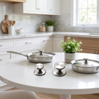Poignée ergonomique en acier inoxydable pour couvercle de casserole et bouton de cuisine universel - Écologique, compatible four, taille personnalisable