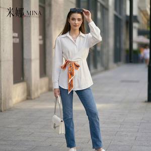 Camicetta da Donna all'Ingrosso a Maniche Lunghe <span class=keywords><strong>con</strong></span> Bottoni e <span class=keywords><strong>Cintura</strong></span> in Vita, Top Casual da Ufficio per Boutique - Product Image 6
